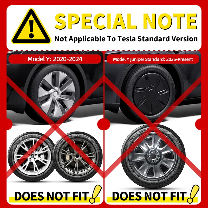 MOTENIO 4pc Smooth Style Rim Wheel Hub Cops For Tesla Model Y