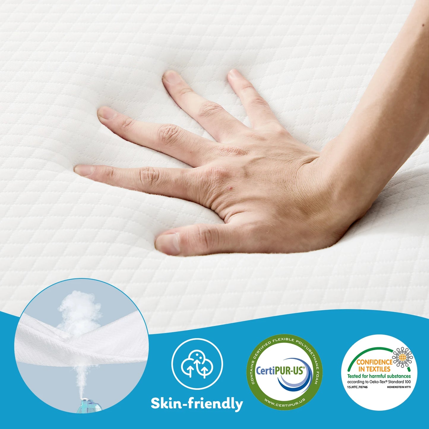 JHK Three Fold Floor Bed CertiPUR US Memory Foam Mattress