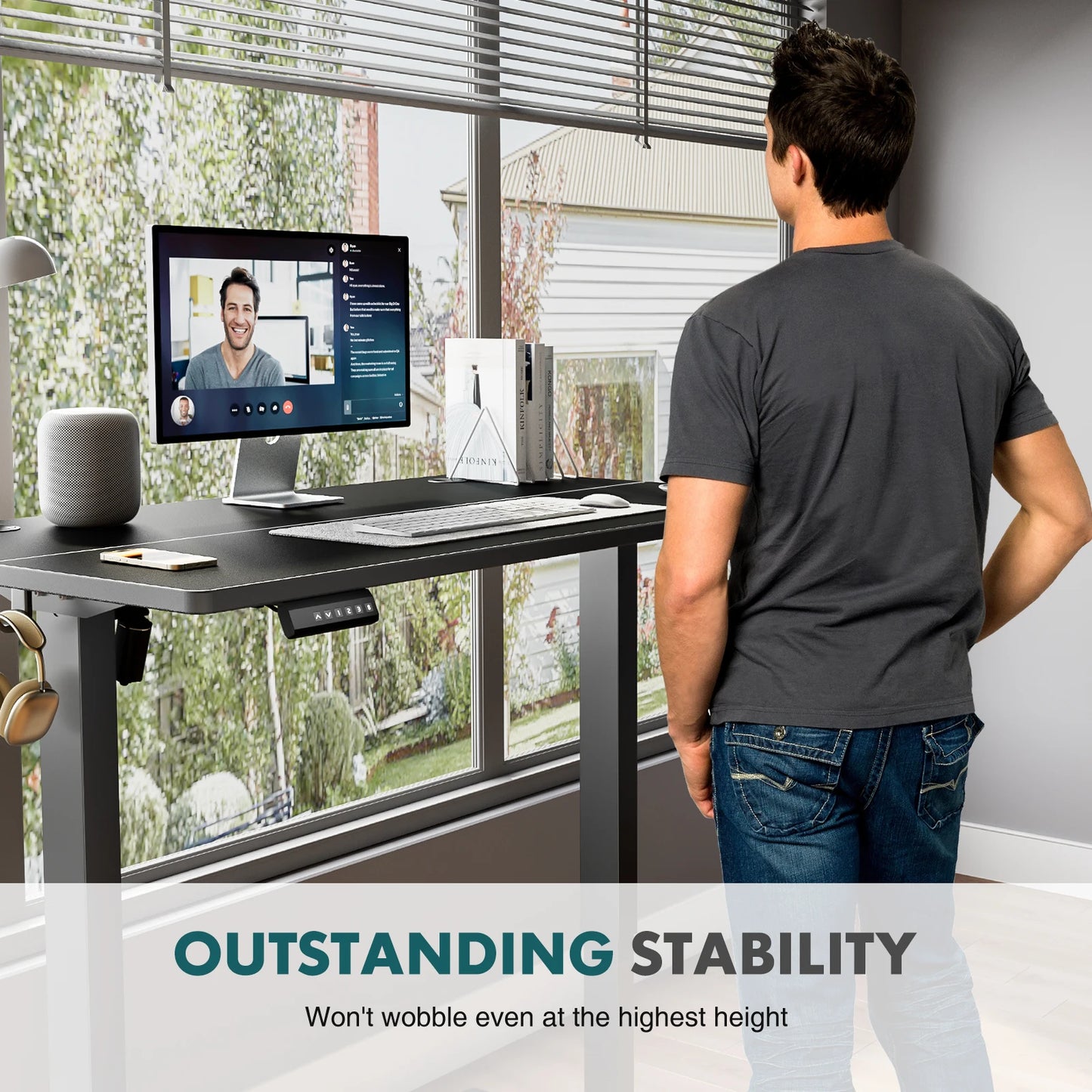 JHK Ergonomic Electric Standing Desk Height Adjustable Office Computer Table
