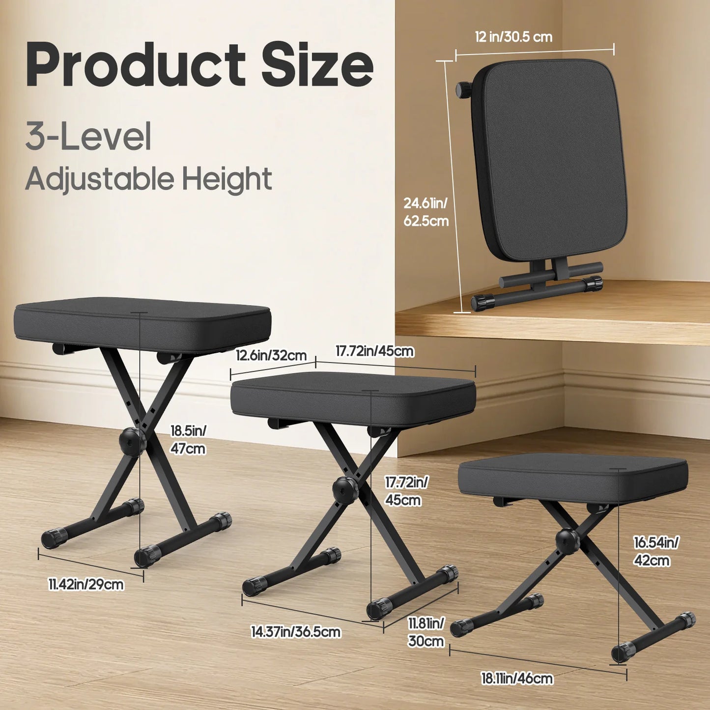 JHK X Shaped Padded Folding Chair Metal Frame For Home