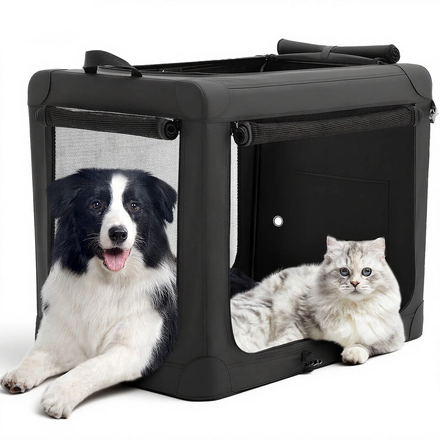 JHK Foldable Soft Dog Crate Portable Kennel Three Indoor Doors