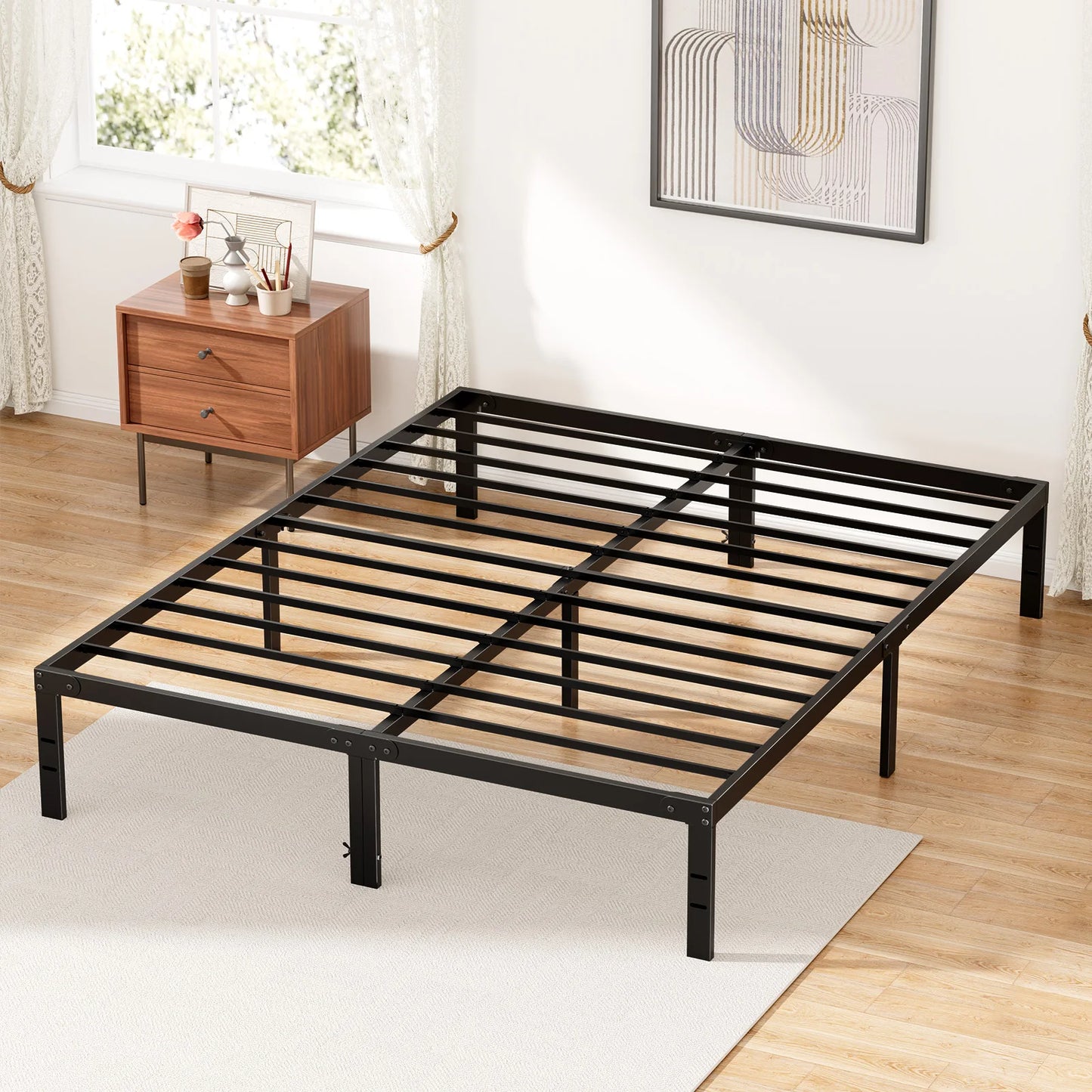 JHK Steel Metal Platform Bed Frame With Storage