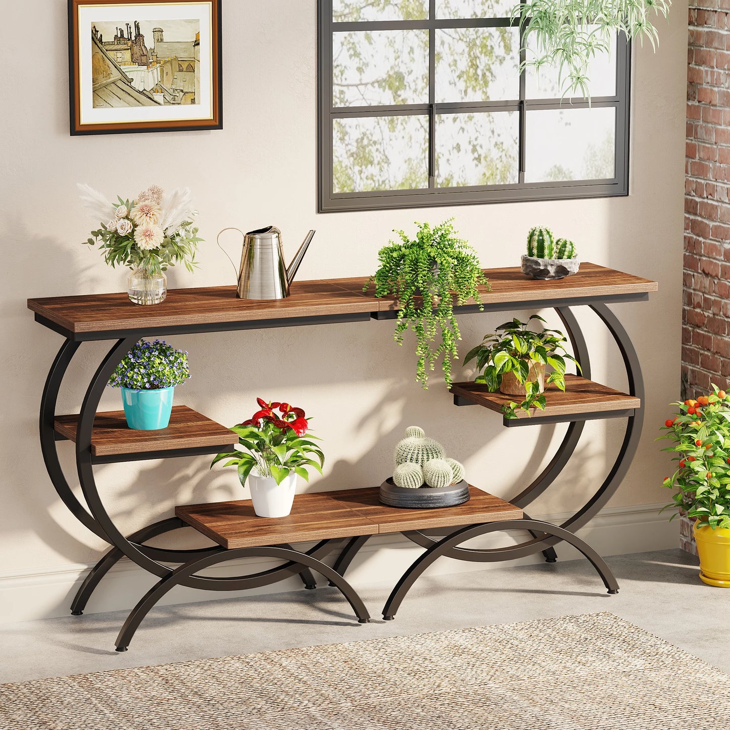 Tribesigns C Shaped End Table Industrial 3 Tier Storage Shelves