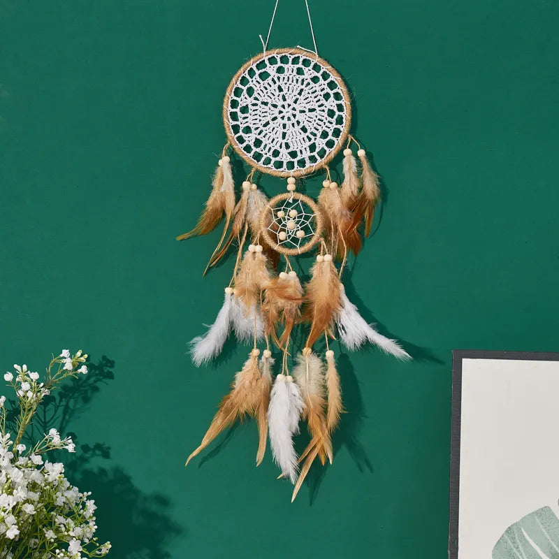 Handcrafted Dream Catcher Moon Wall Decoration Bohemian Sweet Bedside Decor