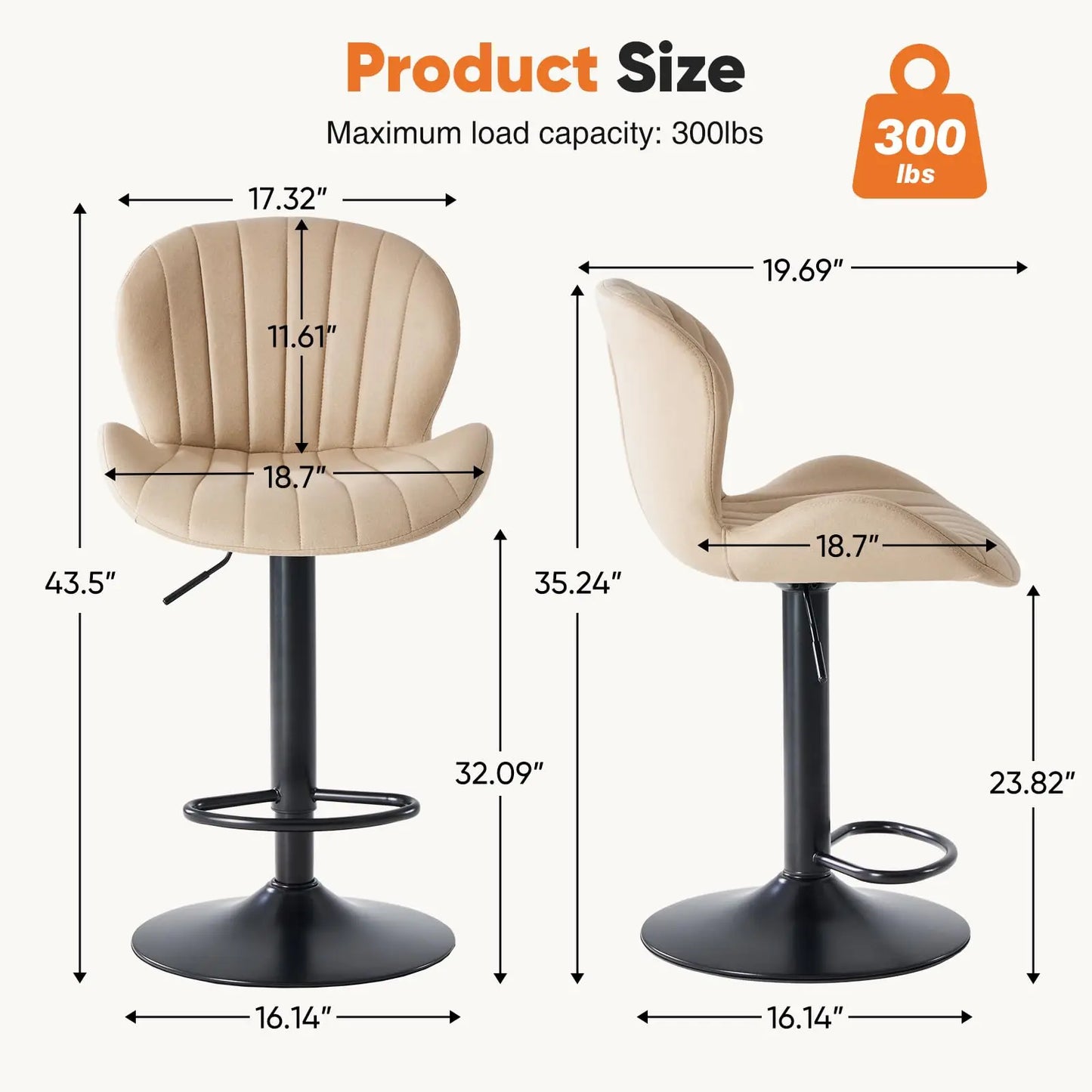 JHK Set Of 2 Adjustable Modern Dining Chairs With Metal Frame