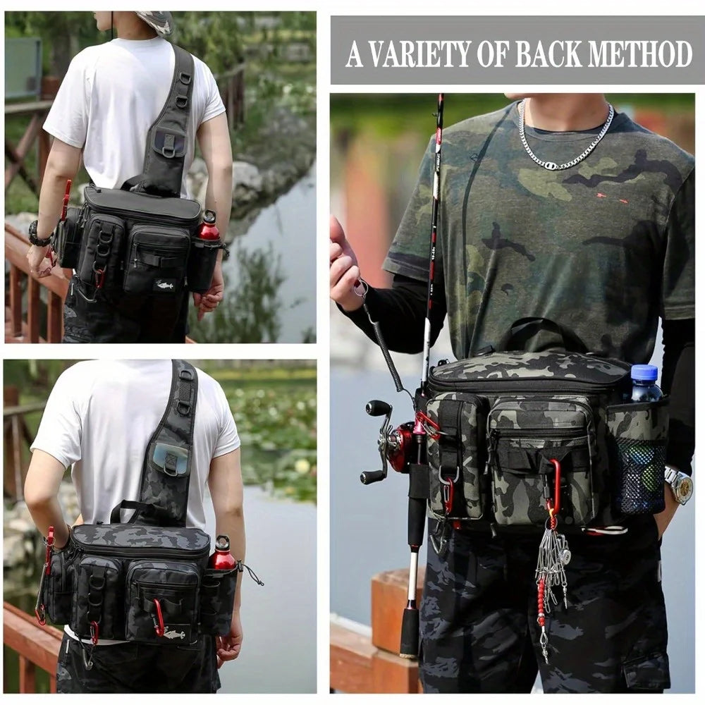 Nylon Fishing Tackle Backpack Shoulder Waist Bag