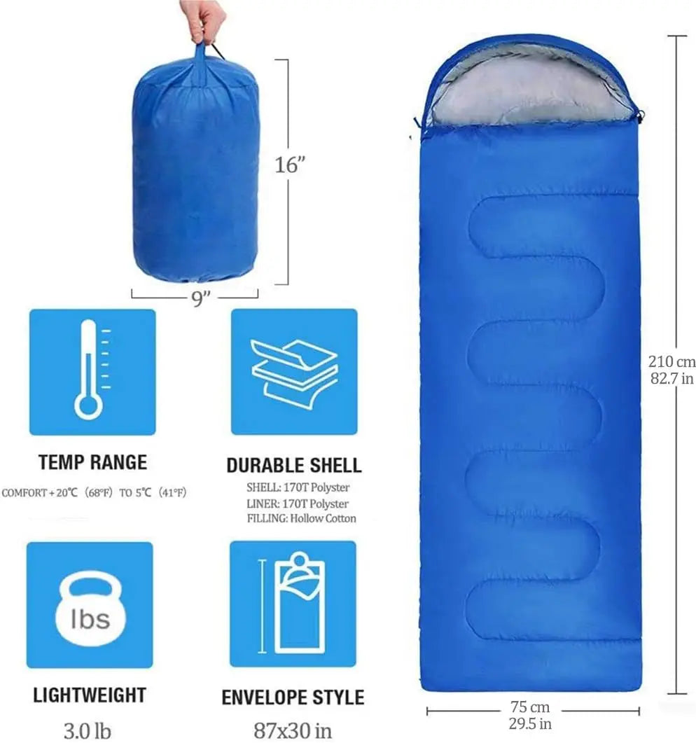 Lightweight Cotton Sleeping Bag 4 Season Warm Camping Backpacking Outdoor