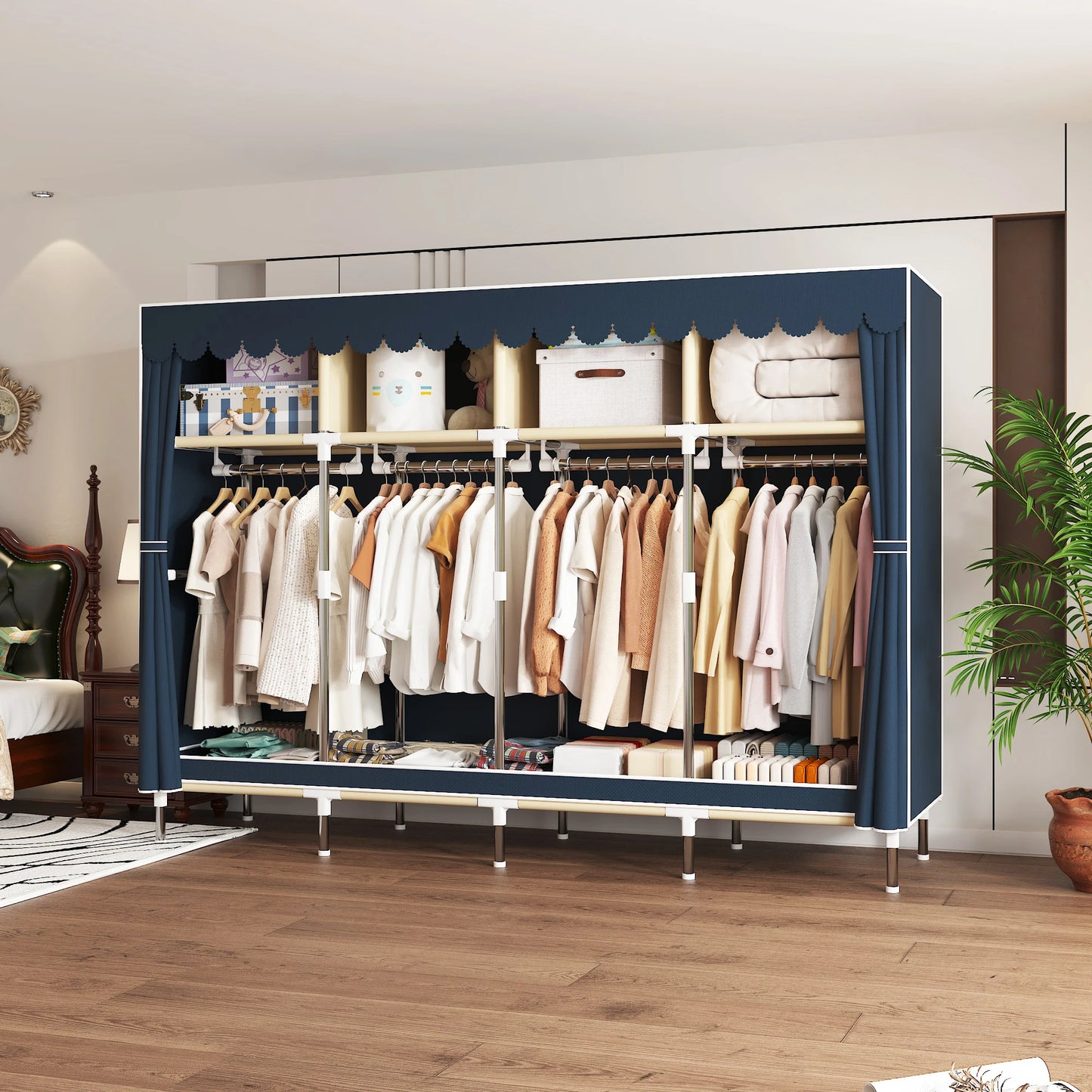 Arlukin Heavy Duty Fabric Wardrobe With 4 Hanging Rod