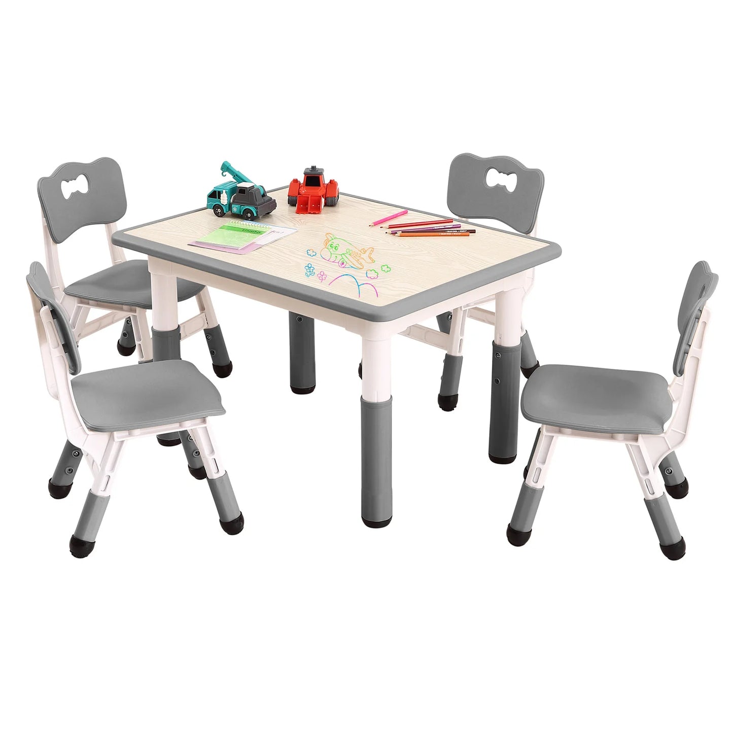 Kids Height Adjustable Table Chairs Set For Classroom Daycare Centers