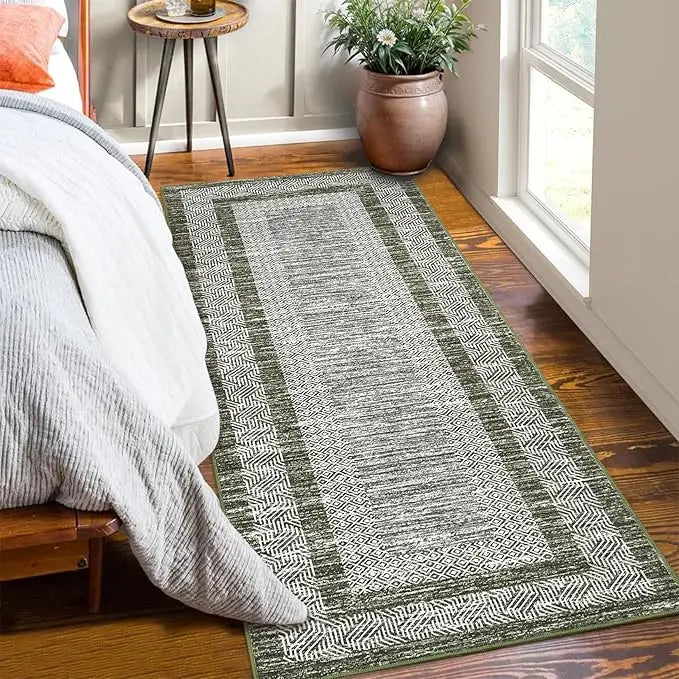 HiMISS Geometric Non Slip Runner Rug Soft Washable Carpet