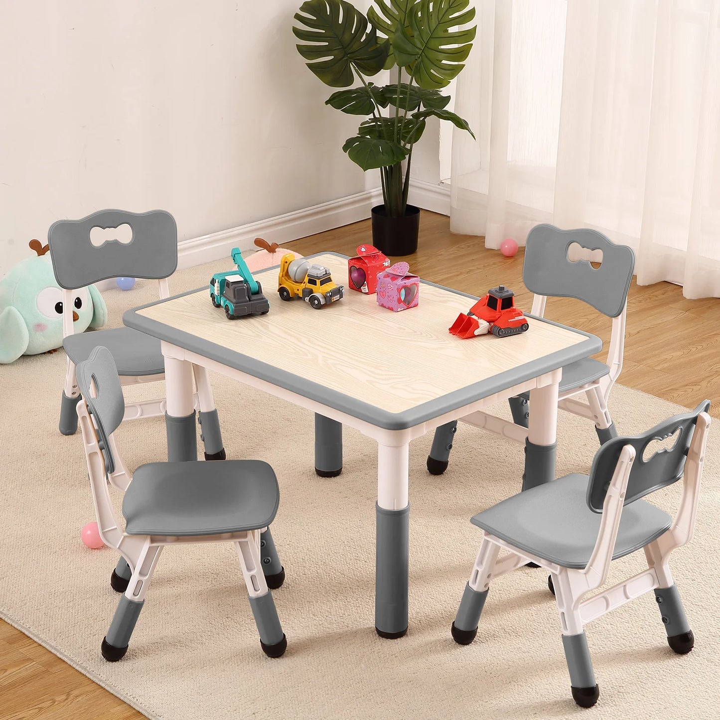 Kids Height Adjustable Table Chairs Set For Classroom Daycare Centers