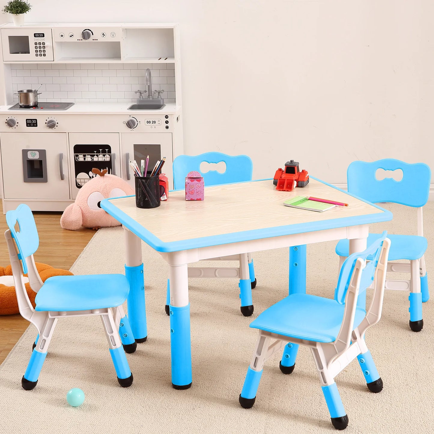 Kids Height Adjustable Table Chairs Set For Classroom Daycare Centers