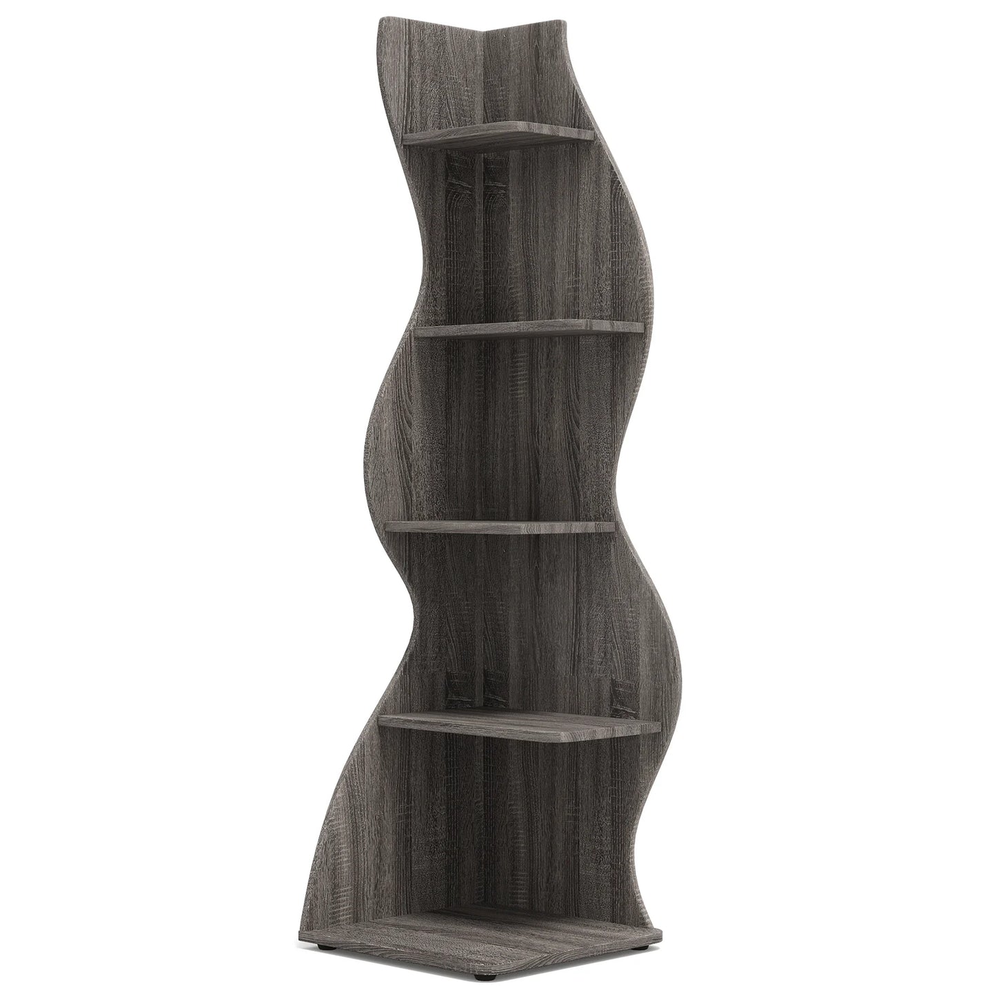 Tribesigns 5 Tier Corner Shelf Modern Wooden Bookcase Storage Rack