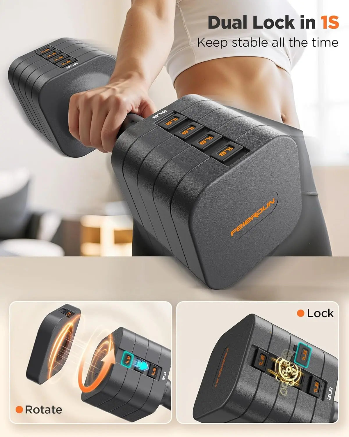 Fed Adjustable Dumbbells 5In1 Set For Home Gym Strength Training