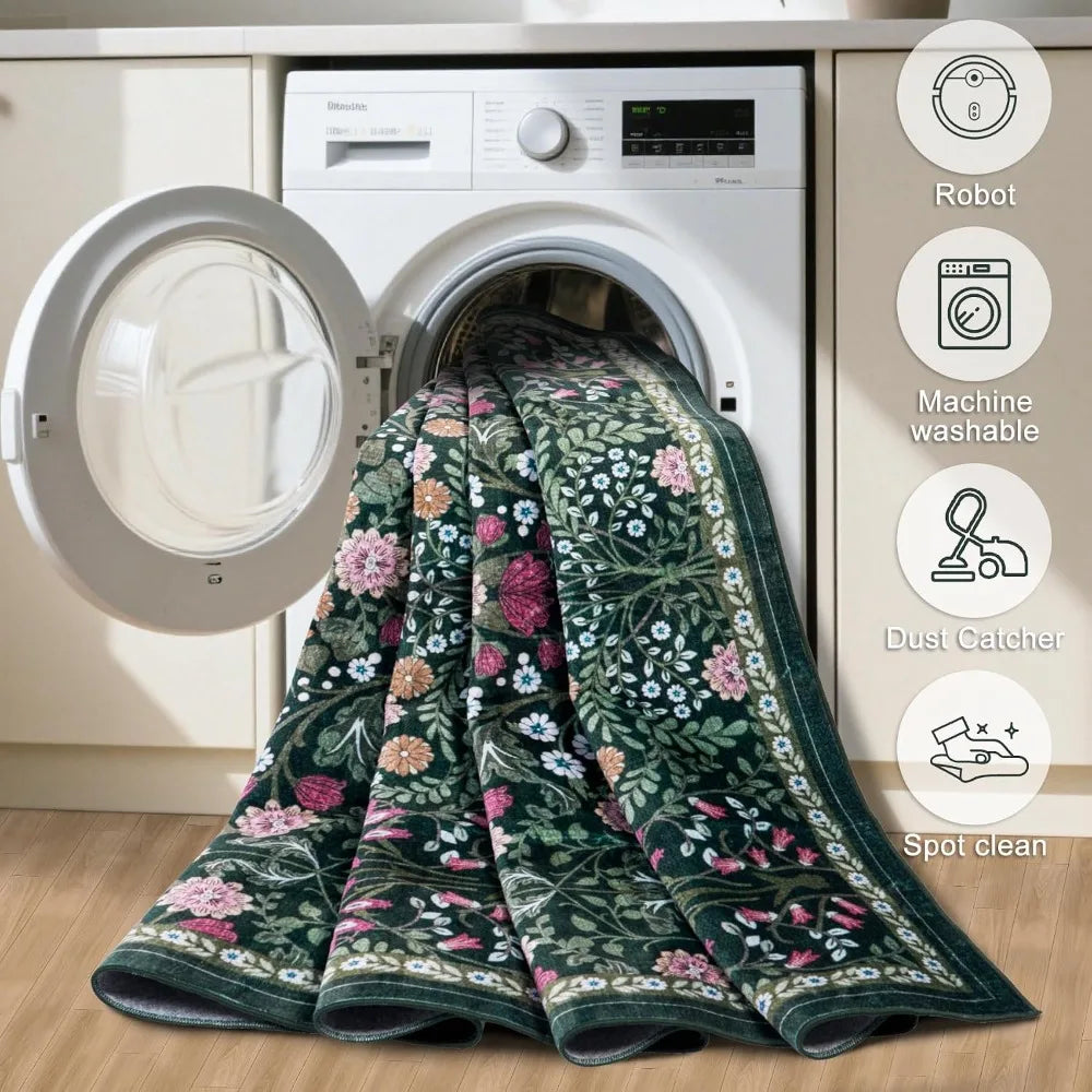 Washable Nylon Boho Area Rug Non Slip Stain Resistant Backing