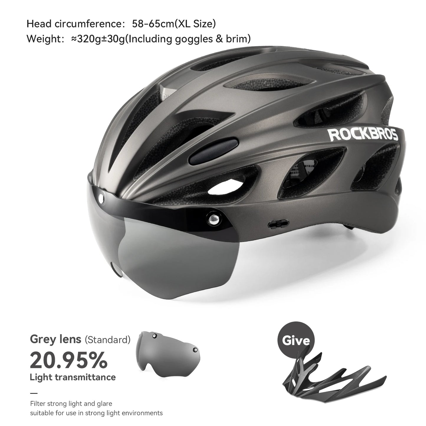 Rockbros Lightweight Cycling Helmet With Integrated Goggles