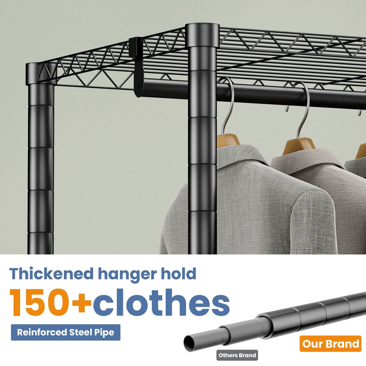Heavy Duty Metal Freestanding Clothes Rack Storage Organizer