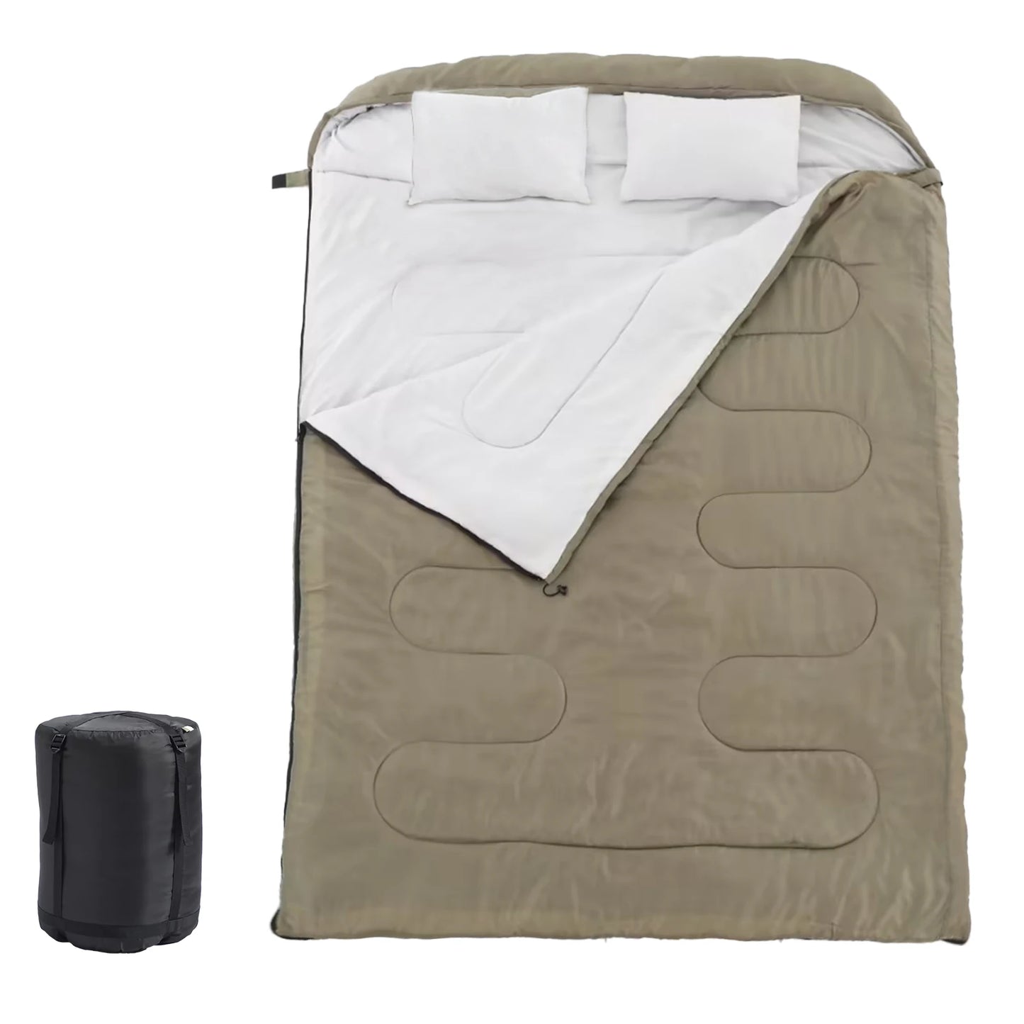 Lightweight Double Sleeping Bag With Pillow 3 Season Outdoor Portable