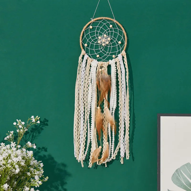 Handcrafted Dream Catcher Moon Wall Decoration Bohemian Sweet Bedside Decor