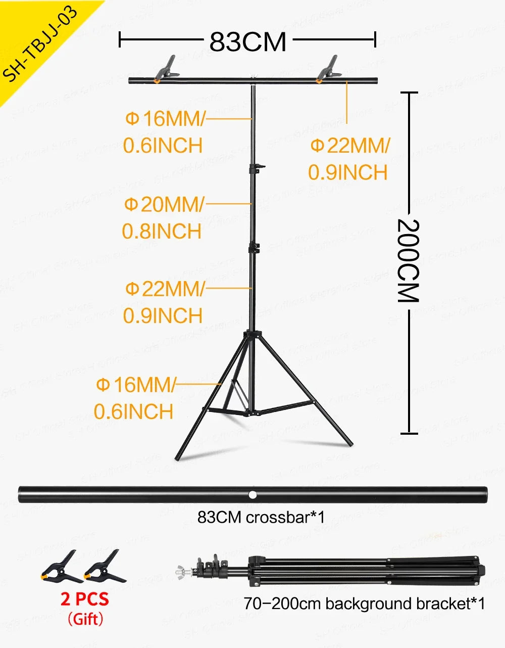 Sh Adjustable Aluminum T-Shaped Photography Backdrop Stand