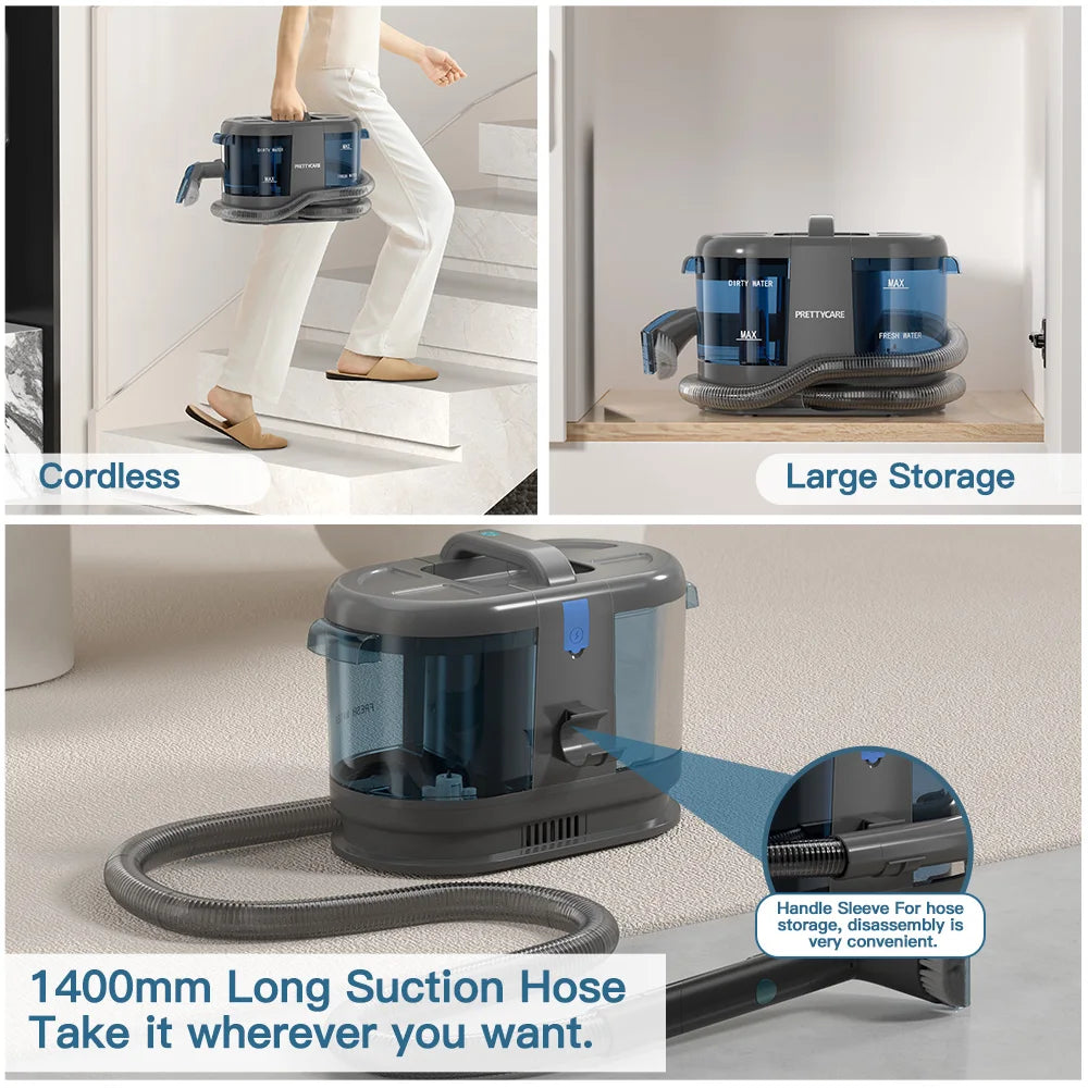 Prettycare Cordless Carpet And Spot Vacuum Cleaner With Wet Sprayer