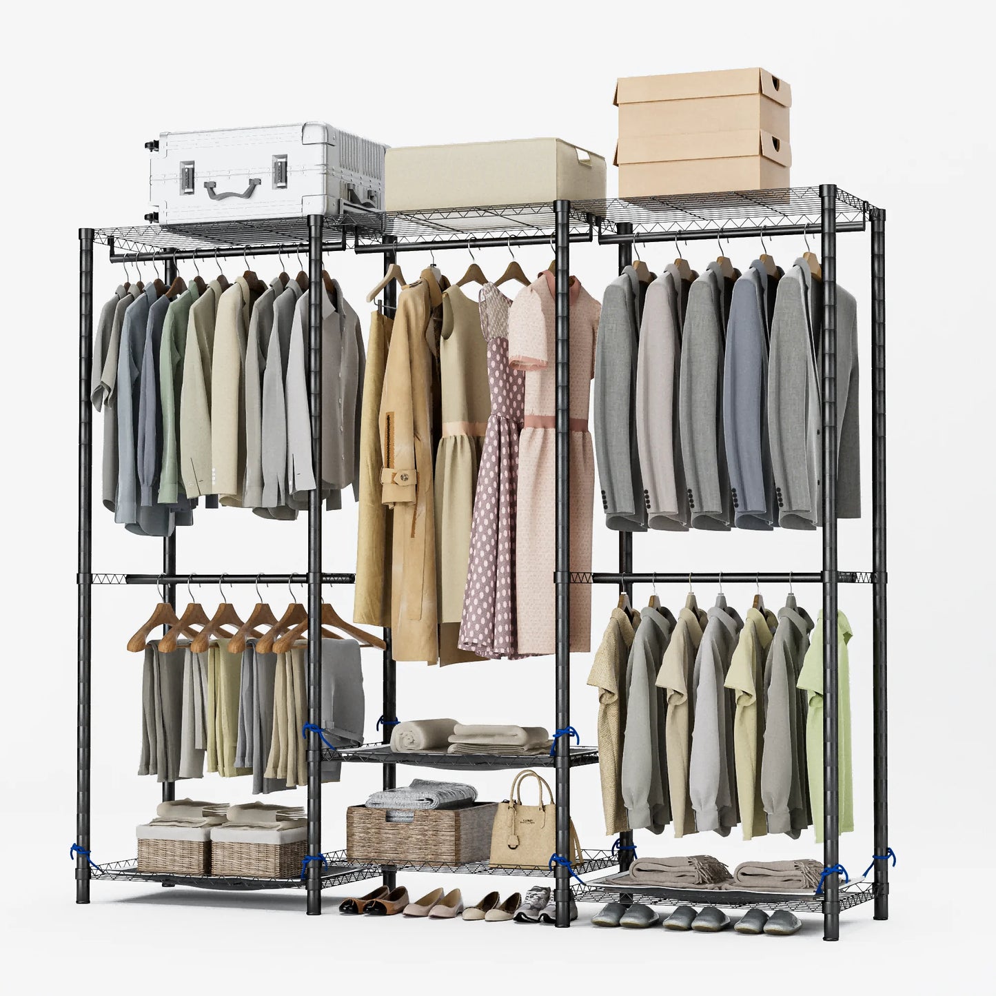 Heavy Duty Metal Freestanding Clothes Rack Storage Organizer
