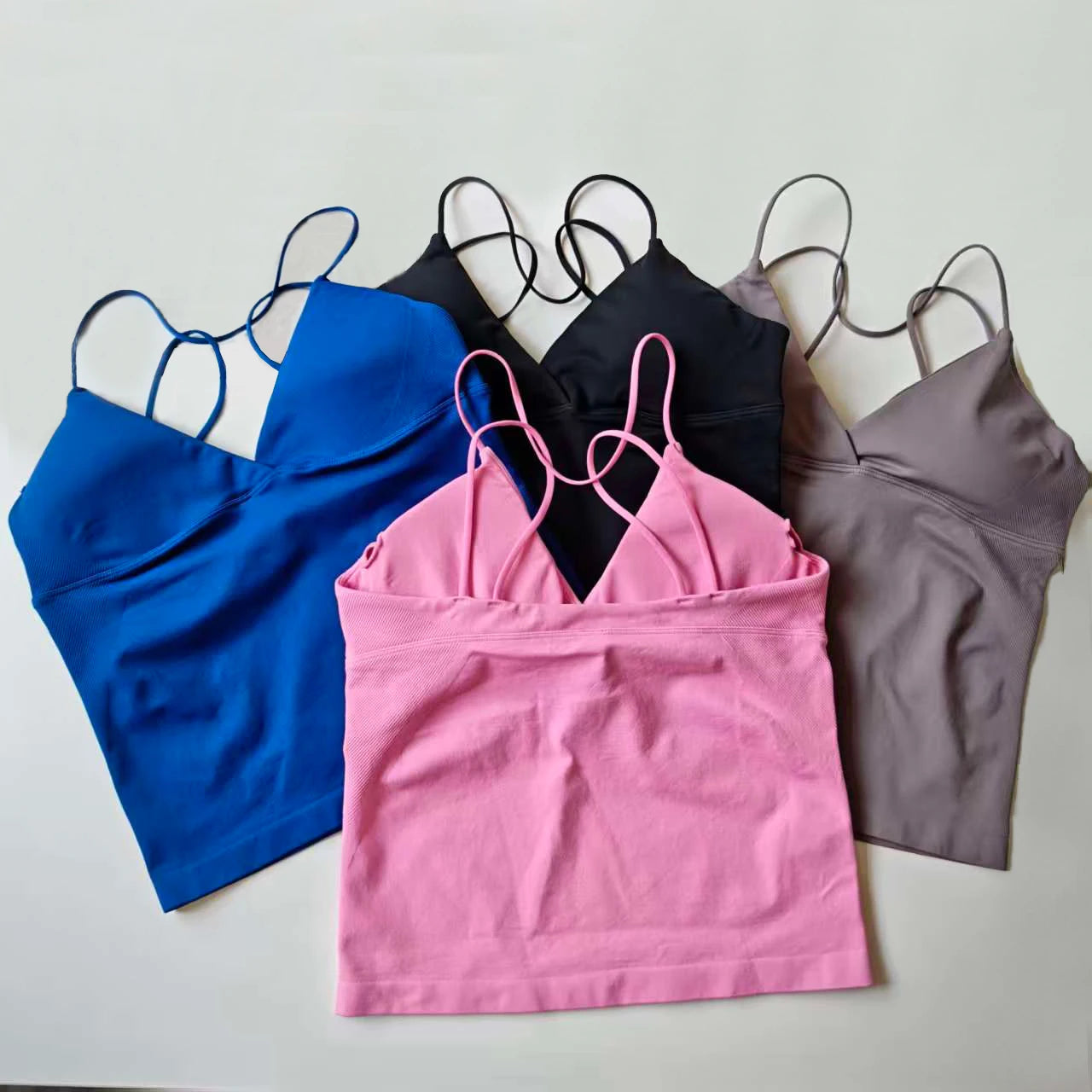 Nclagen Women Seamless Twist Front Longline Yoga Top