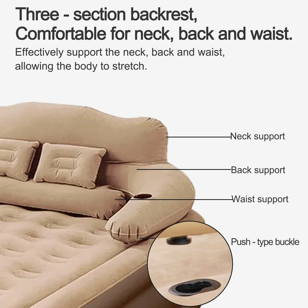 Inflatable Camping Mattress For Two Persons With Soft Flocking Surface