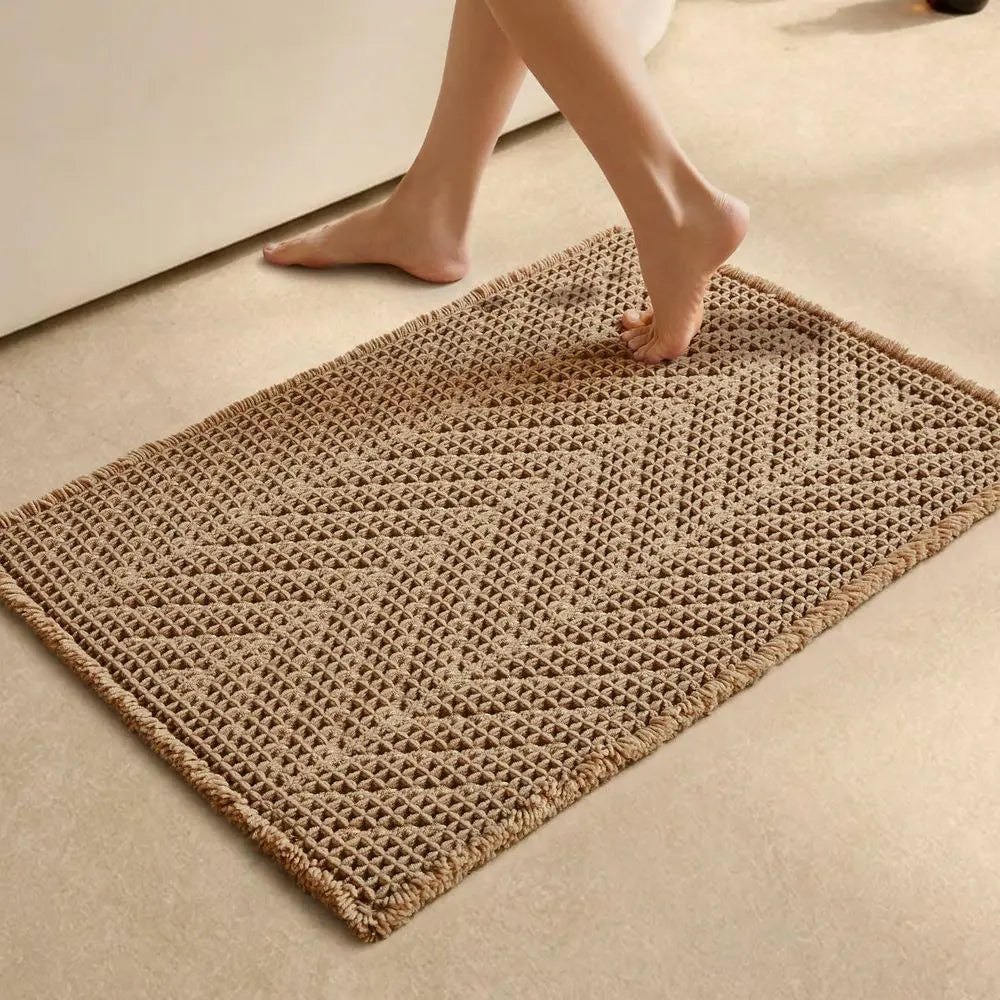 Herringbone Non Slip Washable Absorbent Bathroom Rug Bath Mat