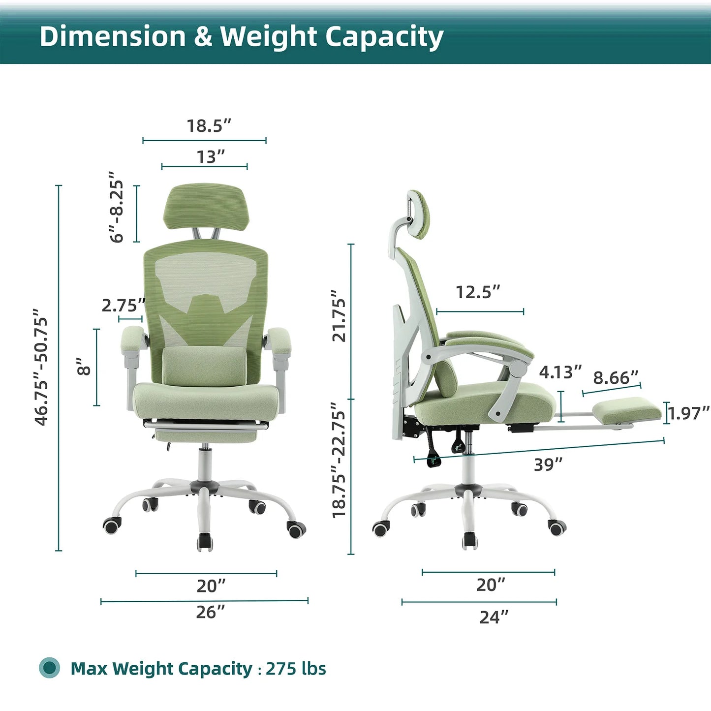 JHK Ergonomic High Back Mesh Rocking Gaming Chair Lumbar Support