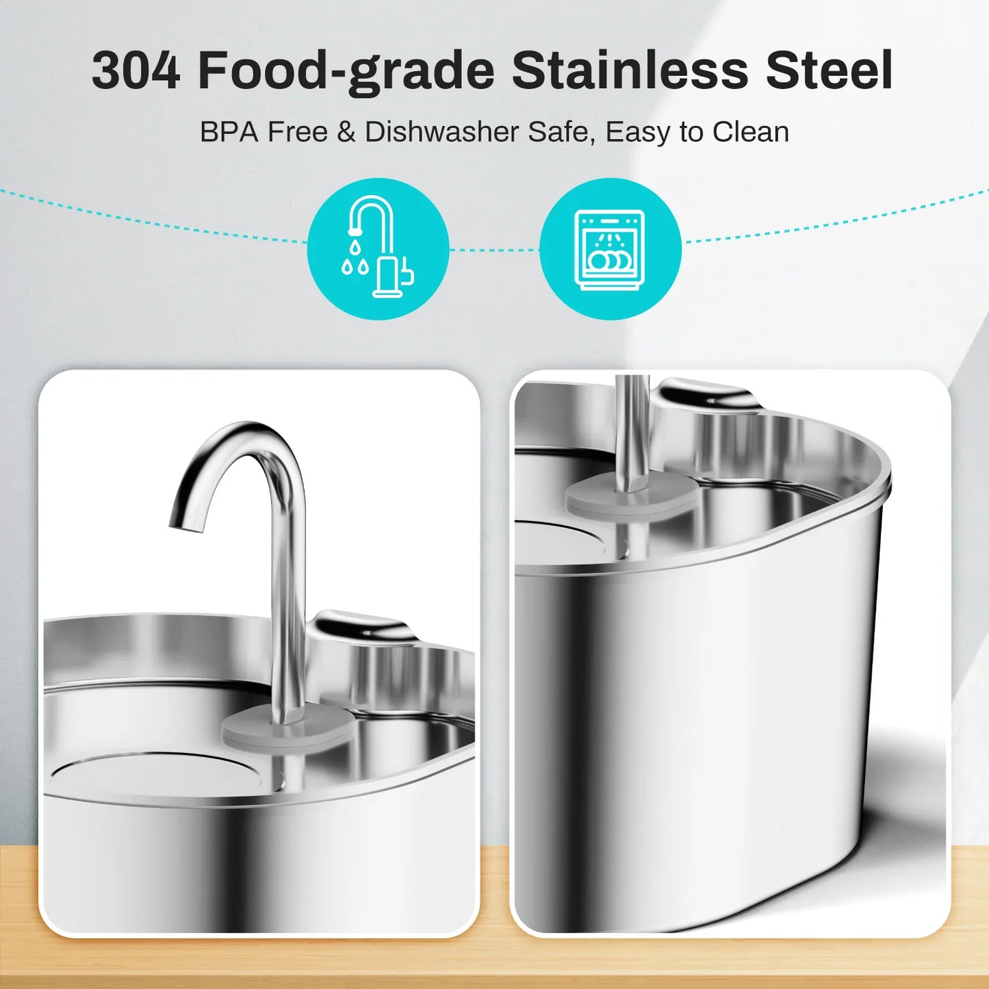 Stainless Steel Automatic Cat Dog Water Fountain With Transparent Window