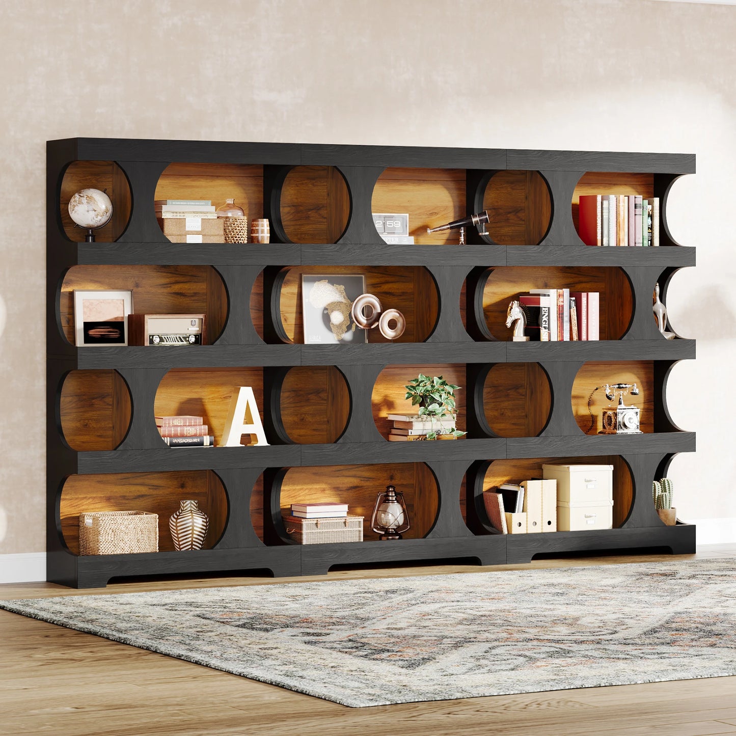 Tribesigns Freestanding Wooden Bookcase S Shaped Storage Display Shelving Unit