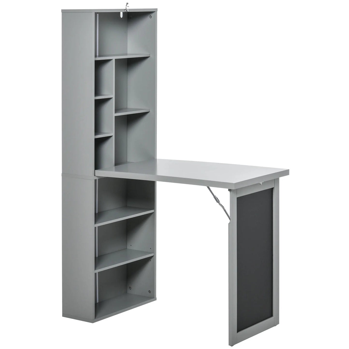 Homcom Wall Mount Convertible Office Desk With Blackboard Storage Shelf