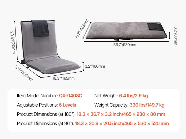 SucceBuy Floor Chair With Back Support Recycled Foam Foldable Sofa