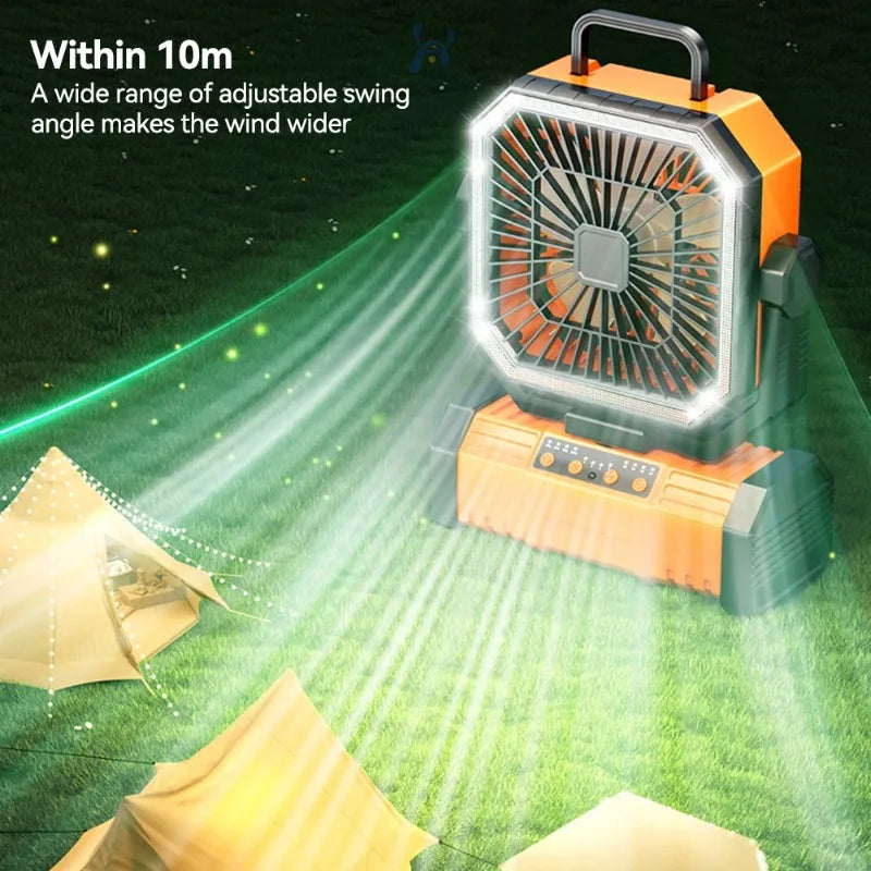 Portable Rechargeable 20000mAh Camping Ceiling Fan With Light Remote Control