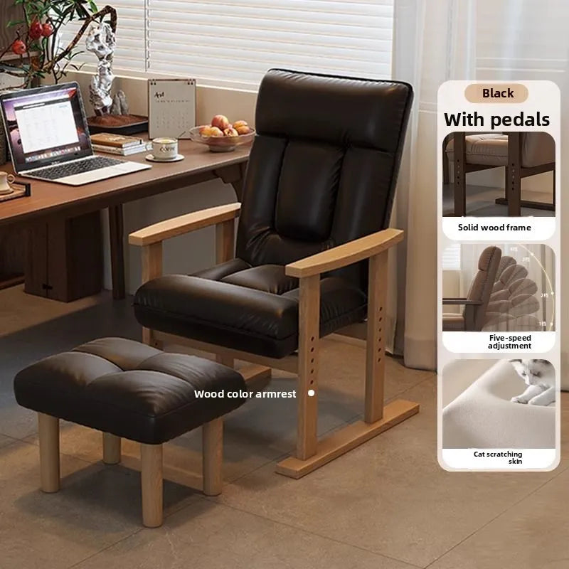 MOYU Ergonomic Adjustable Wood Recliner Office Chair For Home