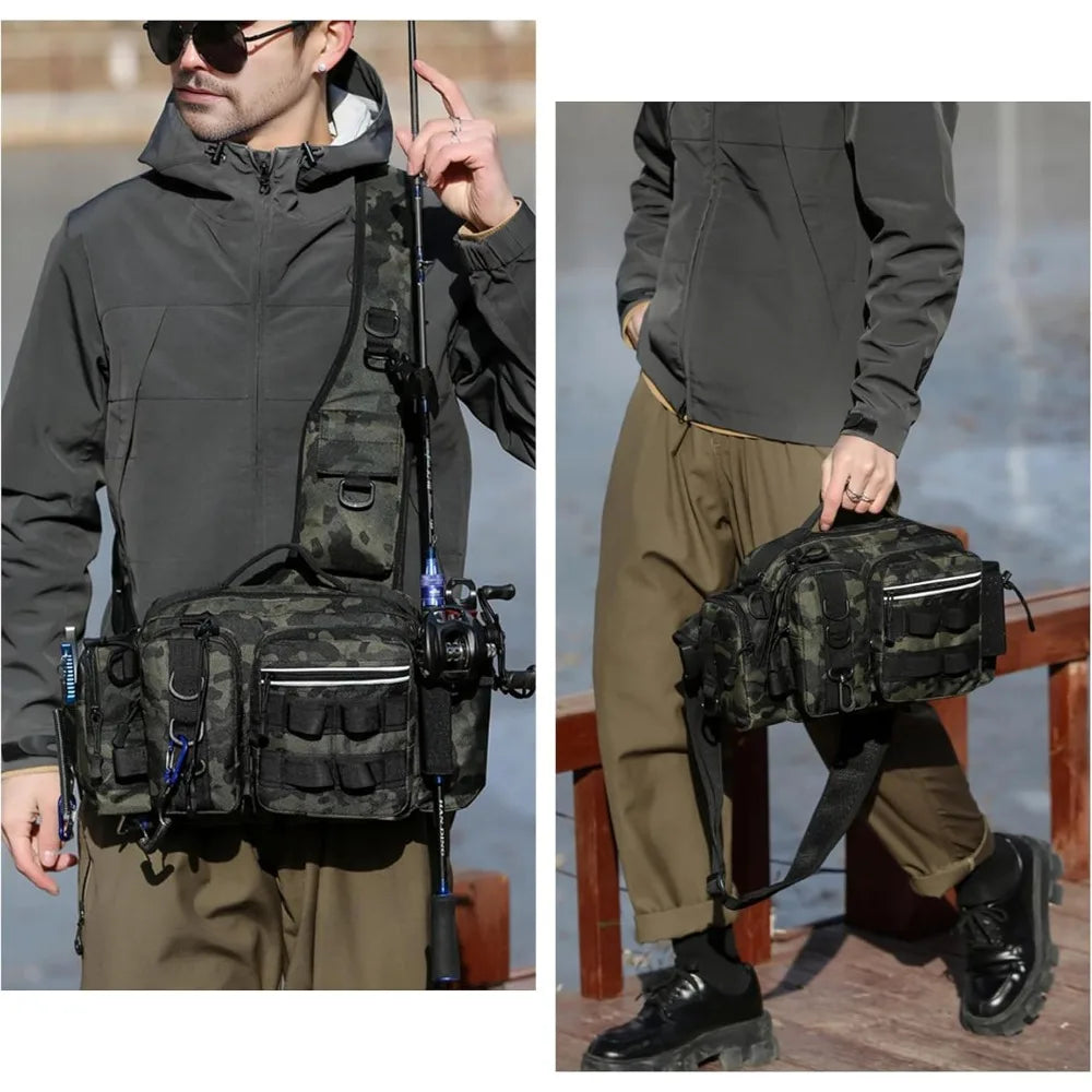 Nylon Fishing Tackle Backpack Shoulder Waist Bag