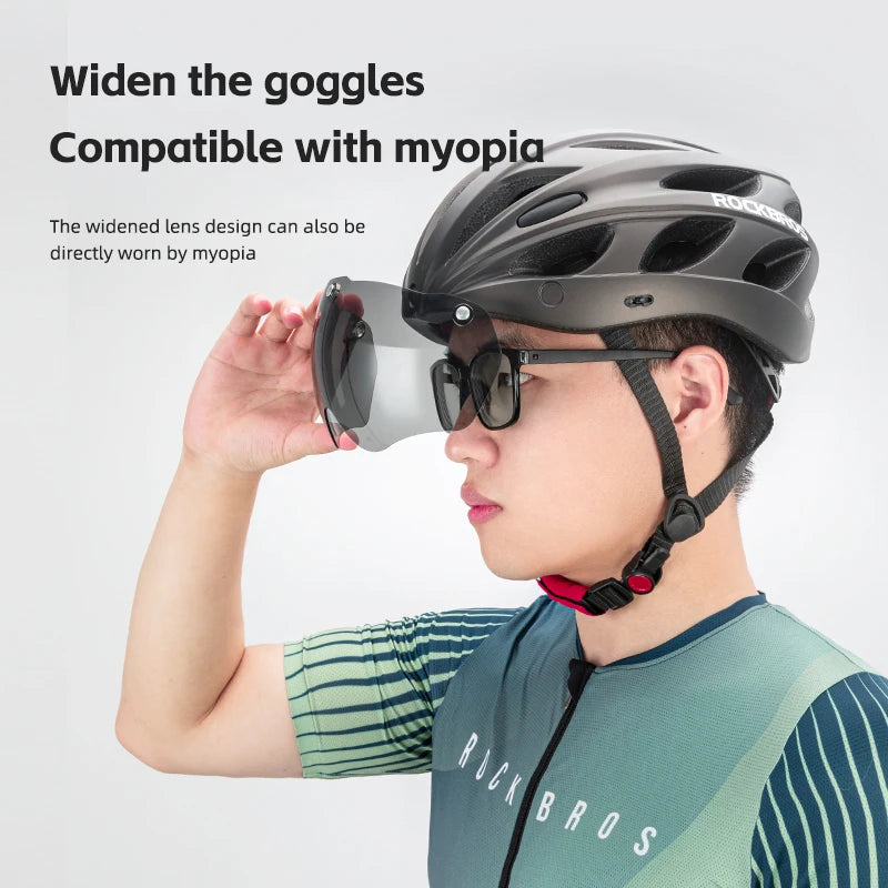 Rockbros Lightweight Cycling Helmet With Integrated Goggles