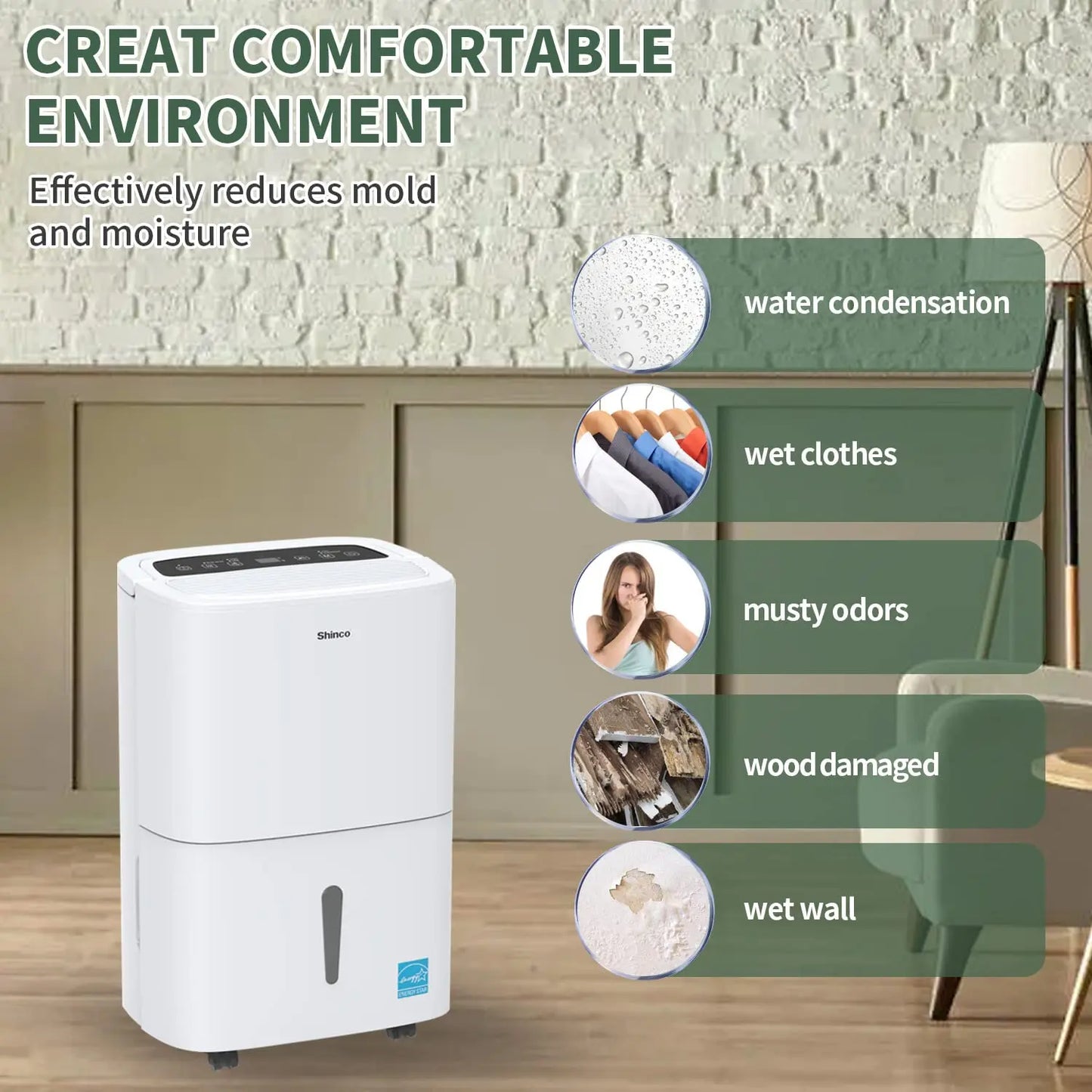 Shinco 150 Pint Energy Star Dehumidifier With Built In Pump