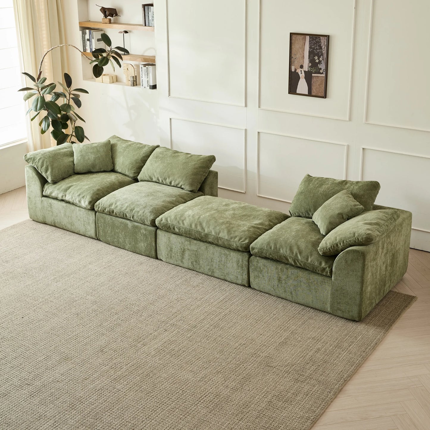 Yeflixvrau Modern Cloud L Shaped Chenille Fabric Modular Sectional