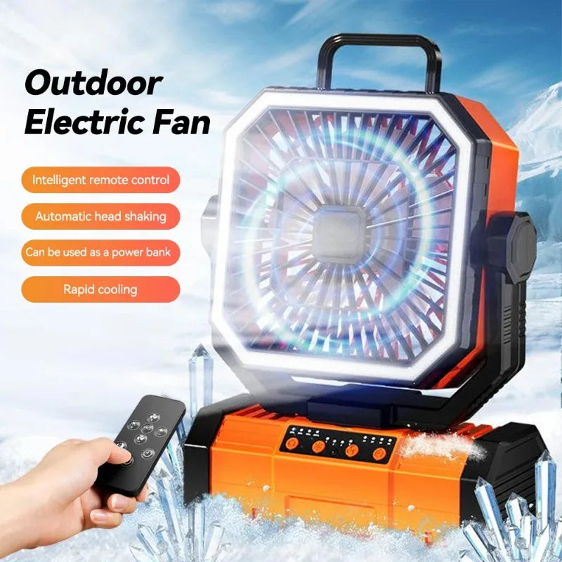 Portable Rechargeable 20000mAh Camping Ceiling Fan With Light Remote Control