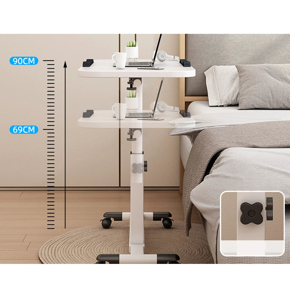 Twister.Ck Adjustable Height Overbed Table With Tilting Desktop Wheels