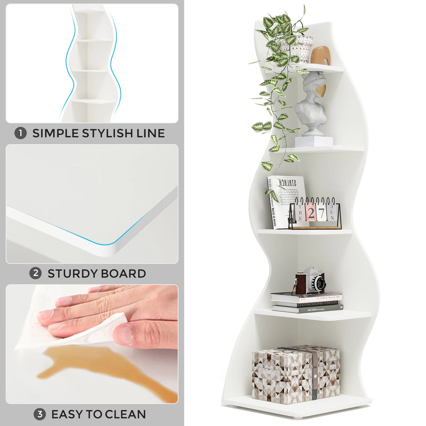 Tribesigns Modern 5-Tier Wooden Corner Shelf Bookcase