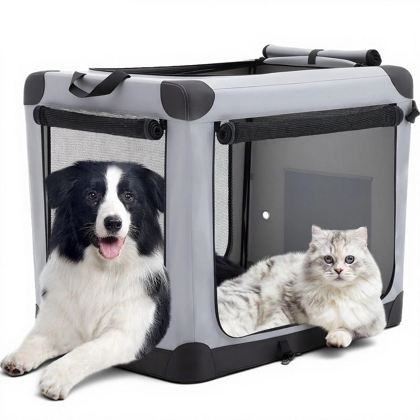 JHK Foldable Soft Dog Crate Portable Kennel Three Indoor Doors