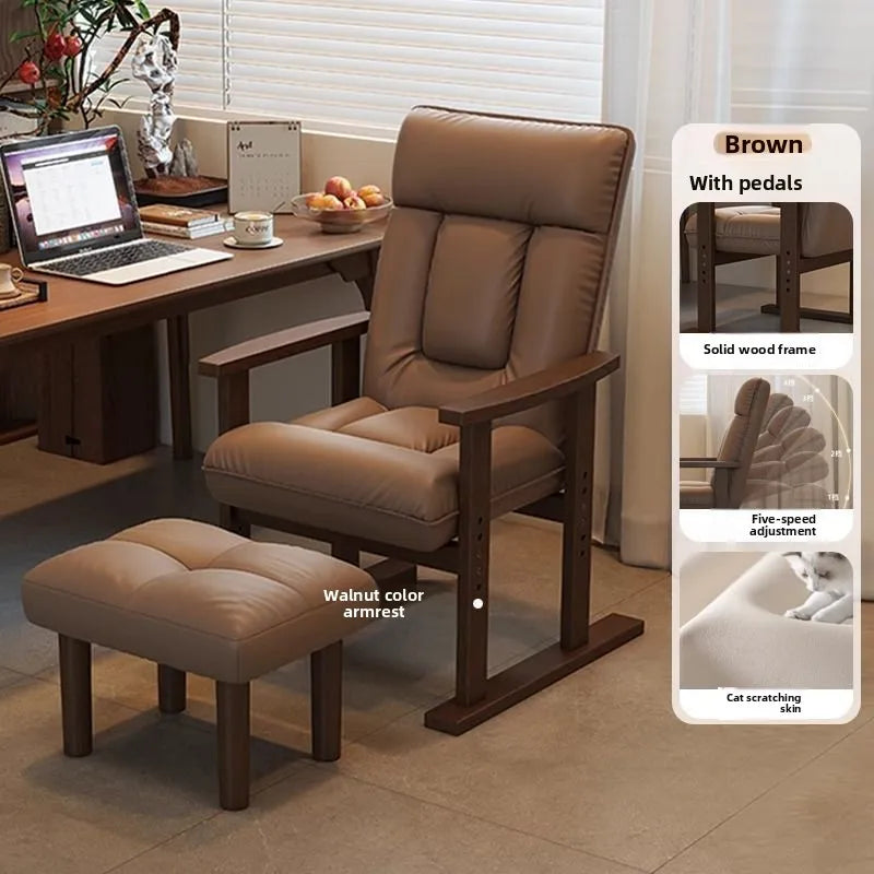 MOYU Ergonomic Adjustable Wood Recliner Office Chair For Home