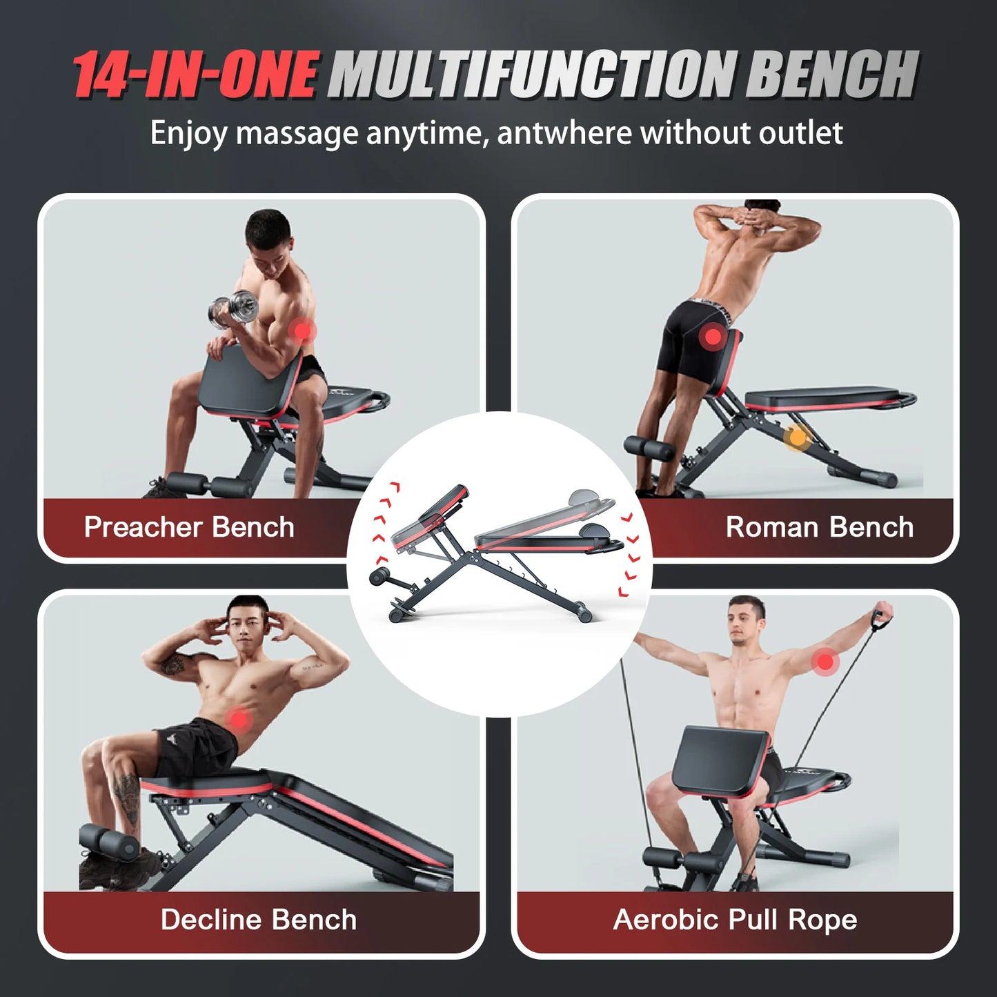 Foldable 14-in-1 Adjustable Weight Dumbbell Bench
