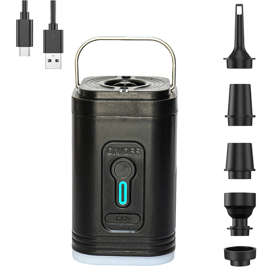 Portable Rechargeable Air Pump With LED Light For Mattresses Camping