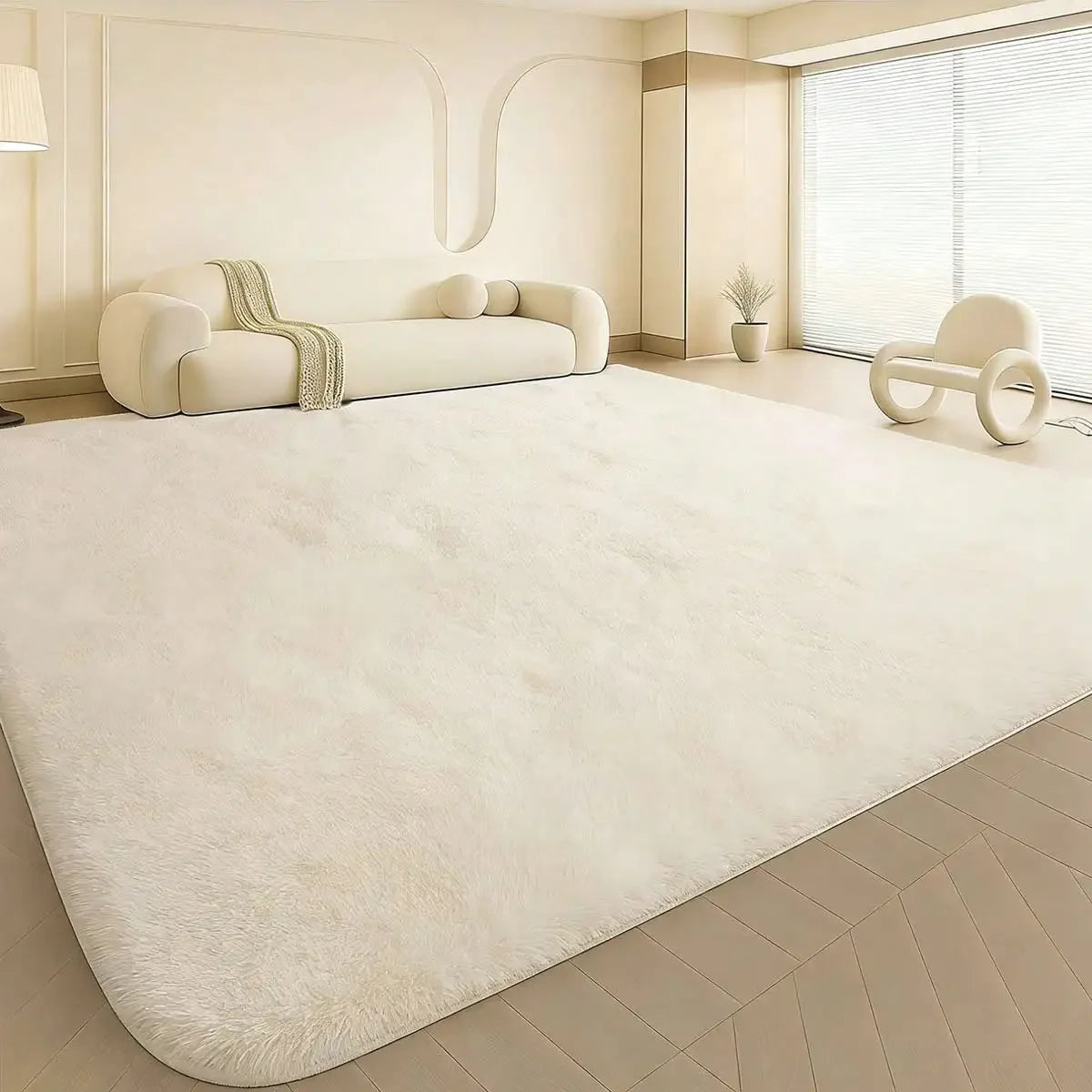 Soft Thick Non Slip Polyester Plush Long Pile Carpet