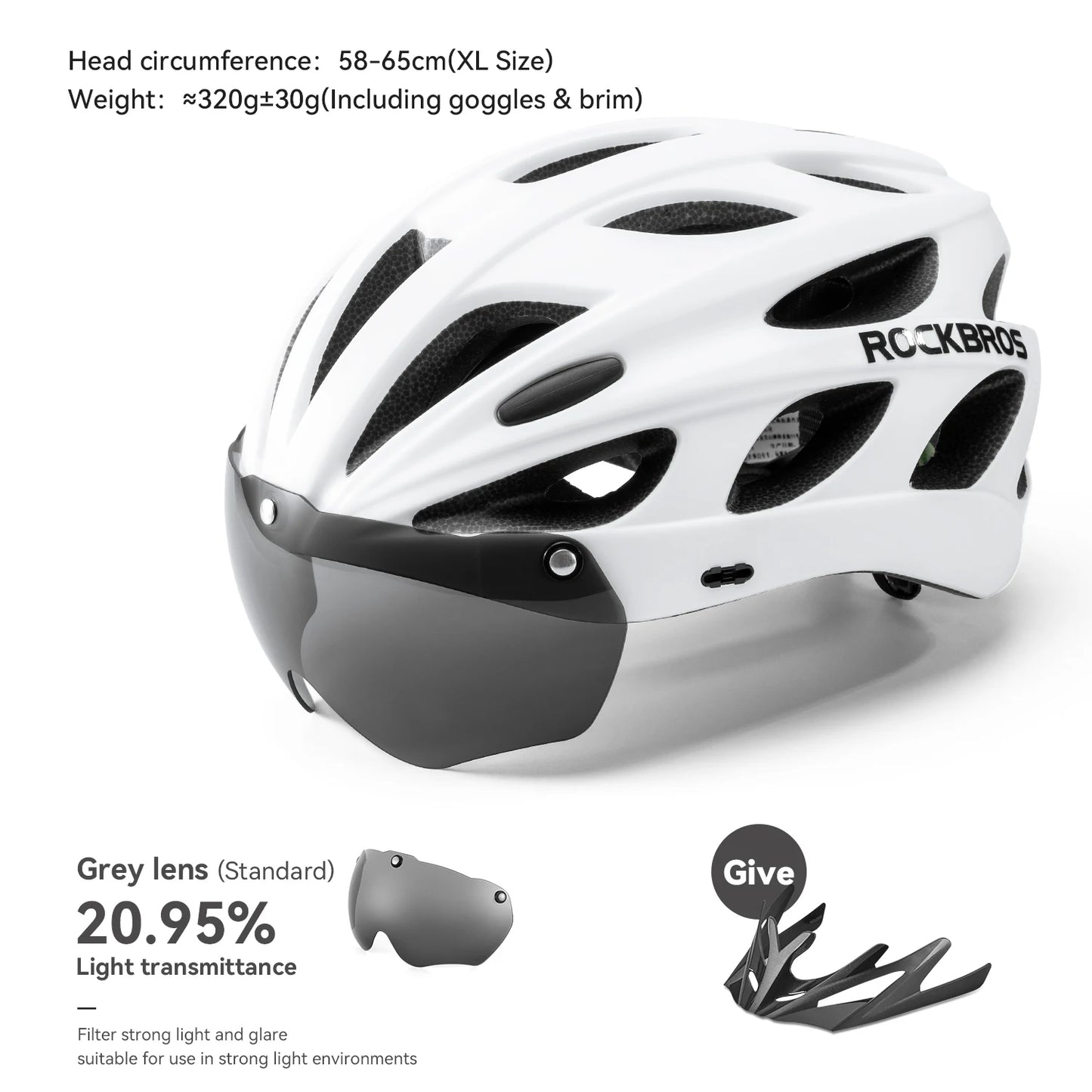 Rockbros Lightweight Cycling Helmet With Integrated Goggles