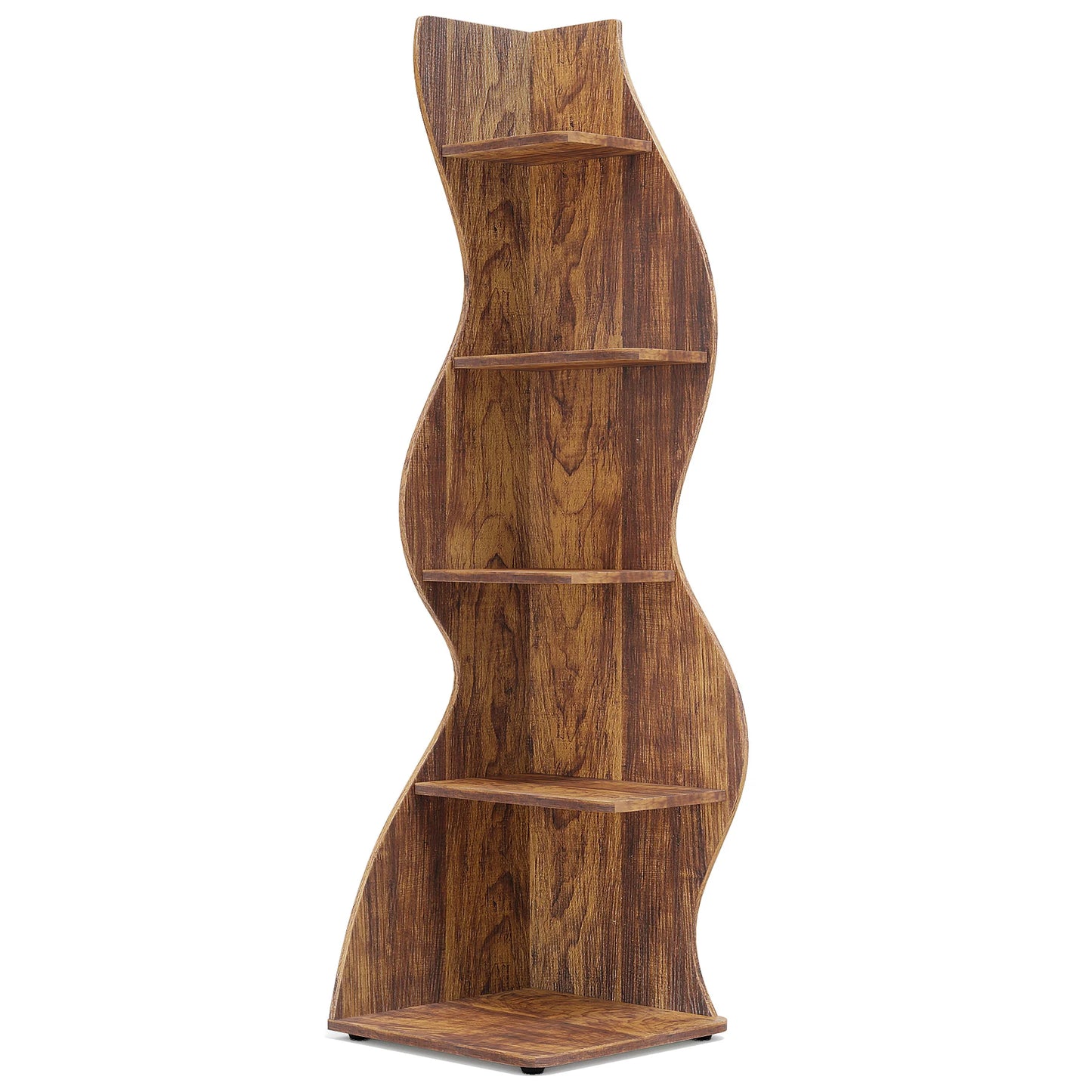 Tribesigns 5 Tier Corner Shelf Modern Wooden Bookcase Storage Rack